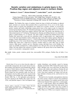 Genetic variation and relatedness in grizzly bears in the