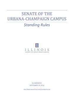 SENATE OF THE URBANA-CHAMPAIGN CAMPUS Standing Rules