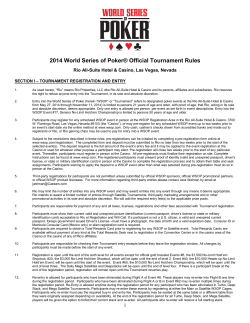 2014 World Series of Poker&reg; Official Tournament Rules