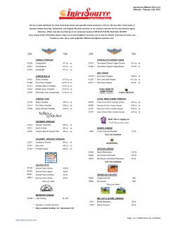 InterSource Midwest Price List Effective: February 15th, 2016 Code