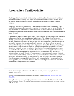 Anonymity / Confidentiality