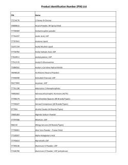 Product Identification Number (PIN) List