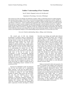 Toddlers` Understanding of Peers` Emotions