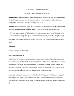 Study Guide &ldquo;U&rdquo; Substitution Calculus