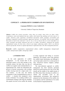 CONFLICT - A PERMANENT COORDINATE OF EXISTENCE