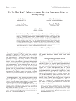 The Tie That Binds? Coherence Among Emotion Experience