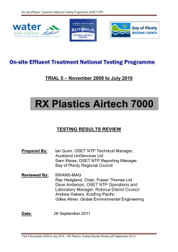On-site Effluent Treatment National Testing
