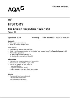 AS History Specimen question paper Paper 2E