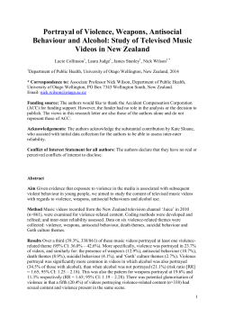 Portrayal of Violence, Weapons, Antisocial Behaviour and Alcohol