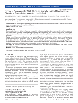 Snoring Is Not Associated With All