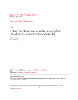 I Structure of lanthanum sulfate enneahydrate II The dicarbide ion in