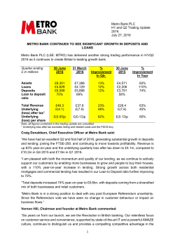 Trading Announcement Q2 and 1H 2016