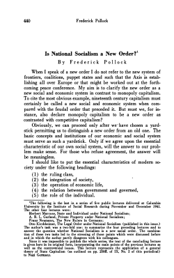 Is National Socialism a New Order?