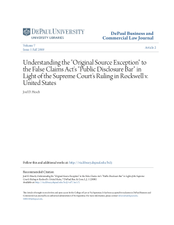 "Original Source Exception" to the False Claims Act`s