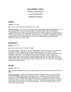 First Grade - Martin Luther Academy