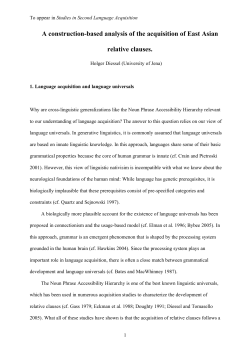 A construction-based analysis of the acquisition of East Asian