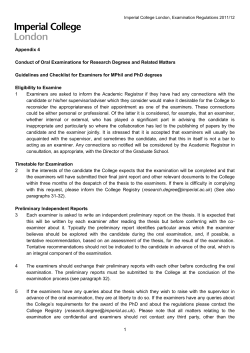Conduct of Oral Examinations for Research Degrees
