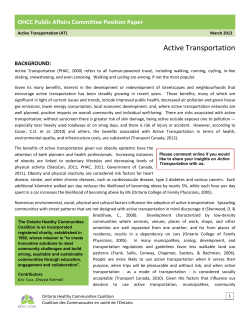 Active Transportation - Ontario Healthy Communities Coalition