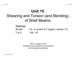 Unit 15 Shearing and Torsion (and Bending) of Shell Beams
