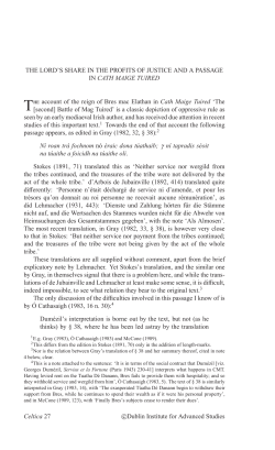 The Lord`s Share in the Profits of Justice and a Passage in Cath