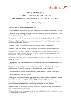 to the Conditions of Carriage for