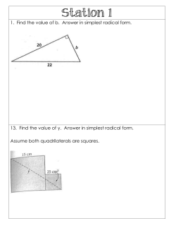 1. Find the value of b. Answer in simplest radical form. 13
