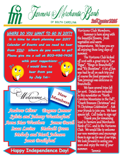 3rd Quarter 2016 - Farmers and Merchants Bank of South Carolina