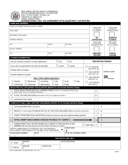 NJ IFTA Quarterly Tax Return Form