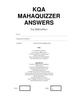 Mahaquizzer 2008 answers - Karnataka Quiz Association