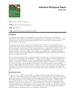 Indicators Workgroup Report