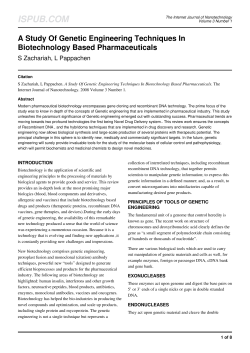 A Study Of Genetic Engineering Techniques In Biotechnology Based