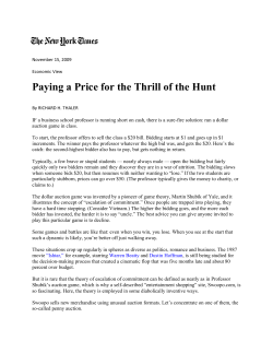 Paying a Price for the Thrill of the Hunt