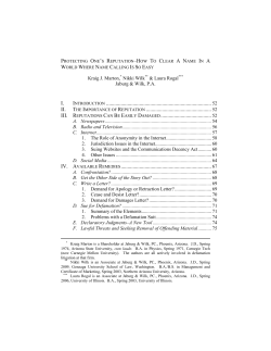 Protecting One`s Reputation