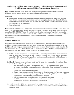 Math Word Problem Intervention Strategy