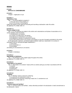 INDIANA IC 32-25 ARTICLE 25. CONDOMINIUMS IC 32-25
