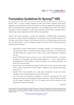 Formulation Guidelines for Synoxyl HSS