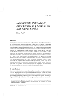 Developments of the Law of Arms Control as a Result of the Iraq