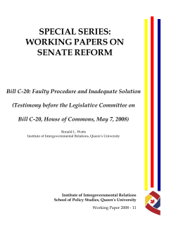 SPECIAL SERIES: WORKING PAPERS ON SENATE REFORM