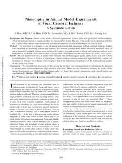 Nimodipine in Animal Model Experiments of Focal Cerebral