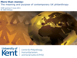 than money - Centre for Charitable Giving and Philanthropy