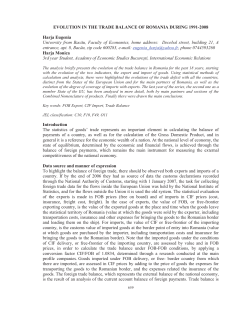 EVOLUTION IN THE TRADE BALANCE OF ROMANIA DURING