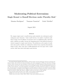 Moderating Political Extremism: Single Round vs Runoff Elections