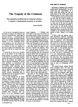 The Tragedy of the Commons