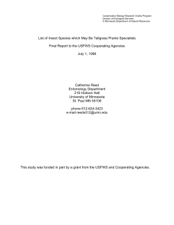 List of insect species which may be tallgrass prairie specialists
