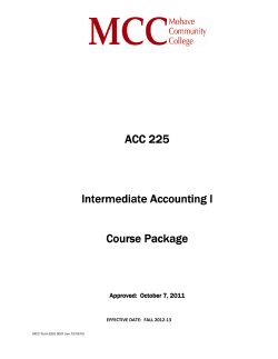 ACC 225 Intermediate Accounting I