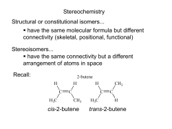 Stereochemistry Structural or constitutional isomers... Stereoisomers