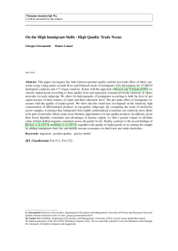 On the High Immigrant Skills - High Quality Trade Nexus