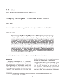 Emergency contraception - Potential for women`s health