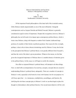 Between Individualism and Socialism: Deleuze`s Micropolitics of