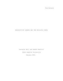 Preliminary PRODUCTIVITY GROWTH AND THE